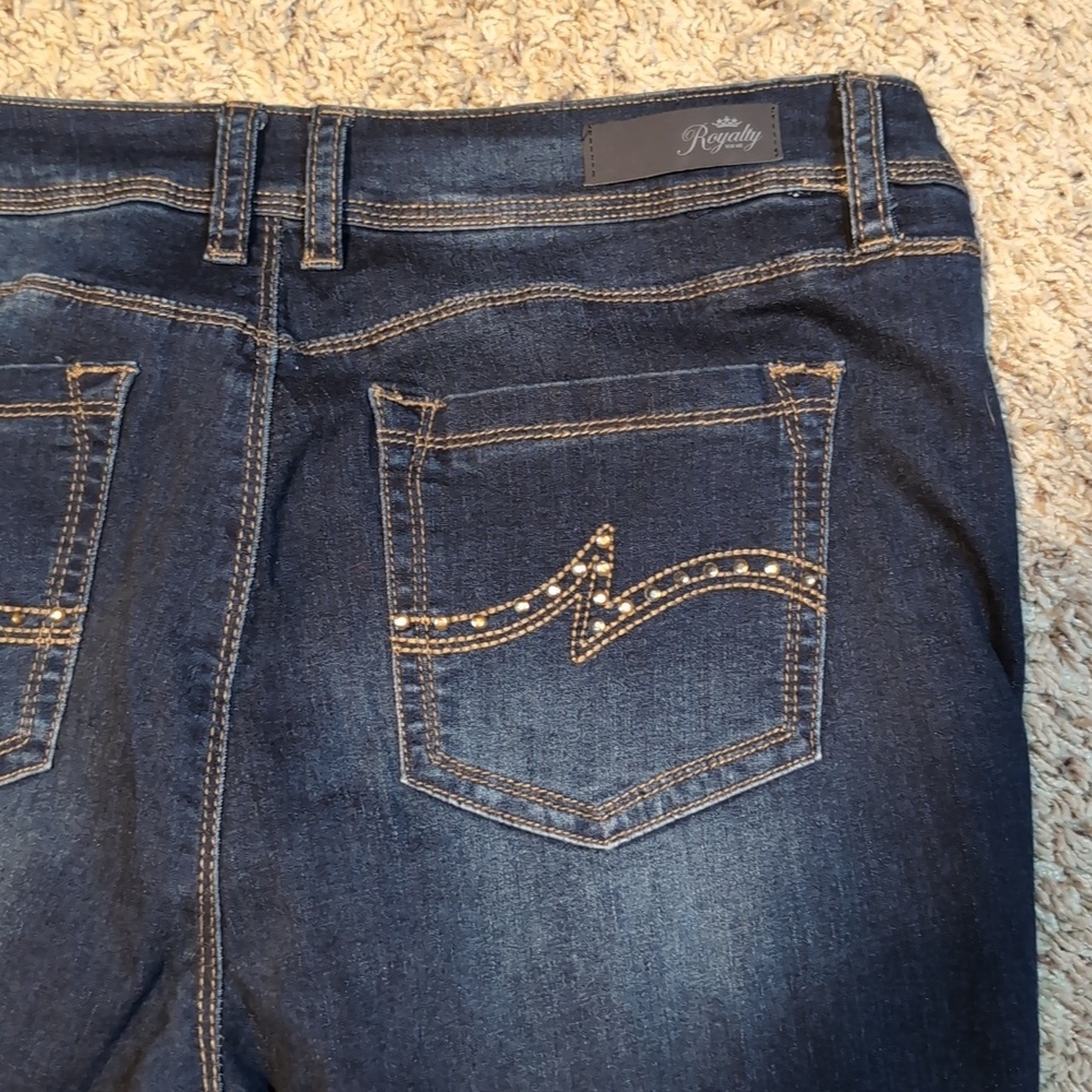 ROYALTY BY YMI STRETCH Boot cut JEANS Bling Pockets Sz 14 - Picture 3 of 9
